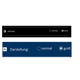 Regler im Hilfenmenü zum Einstellen des Kontrastes und der Darstellungsgröße